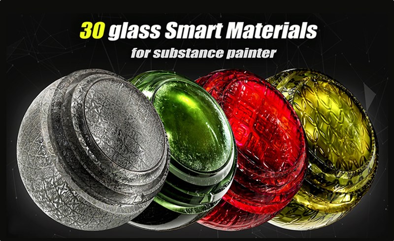 SP材质 – 30 组玻璃智能材质 30 Glass Smart Materials For Substance Painter_vol01