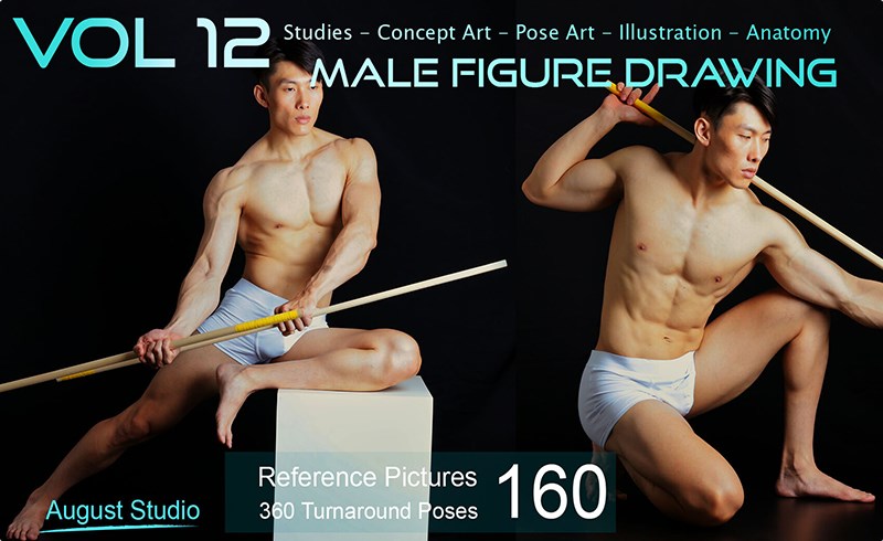 160 张男性人体素描参考照片 Male Figure Drawing – Vol 12 – Reference Pictures