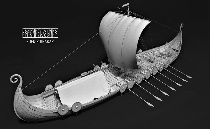 模型资产 – 中世纪帆船游戏模型 Drakkar viking ship