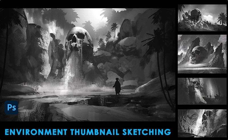 【中文字幕】PS教程 – 环境草图绘制教程 Environment Thumbnail Sketching