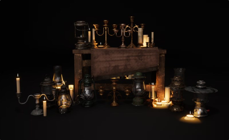 【UE4/5】哥特式台灯 Gothic Antique Lamp v.01