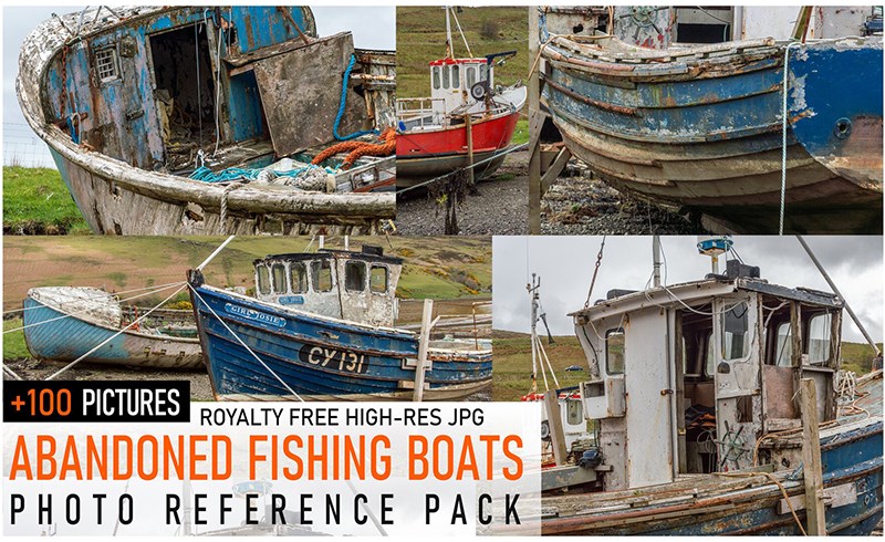 100 多艘废弃渔船参考照片 100+ Abandoned Fishing Boats – Photopack