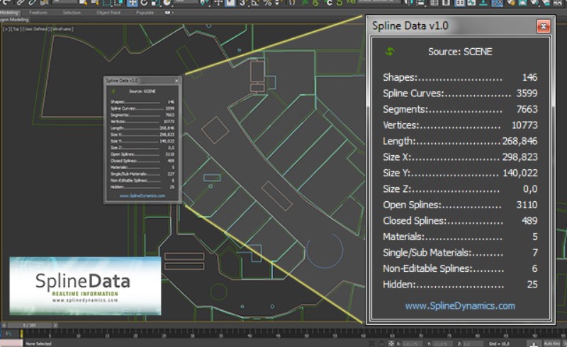 3Dmax插件 – 样条曲线信息插件 Spline Data