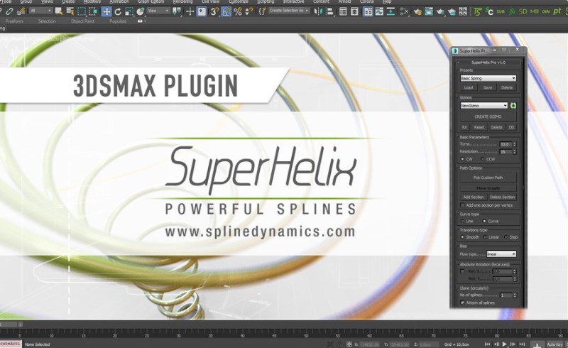 3Dmax插件 – 样条曲线建模 SuperHelix