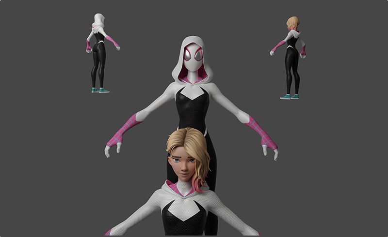 模型资产 – 蜘蛛侠 Spiderman Spiderverse Lowpoly RIgged