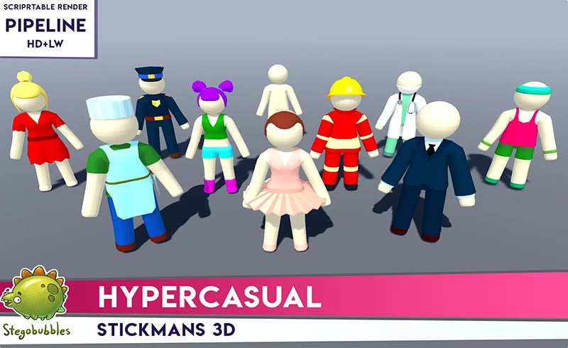 Unity角色 – 风格化休闲角色 HYPERCASUAL – Stickmans 3D