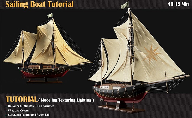 【中文字幕】3Dmax教程 – 写实帆船创建教程 Sailing Boat Tutorial