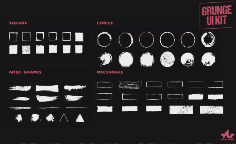 Unity – 粗糙划痕纹理包 Grunge UI Kit