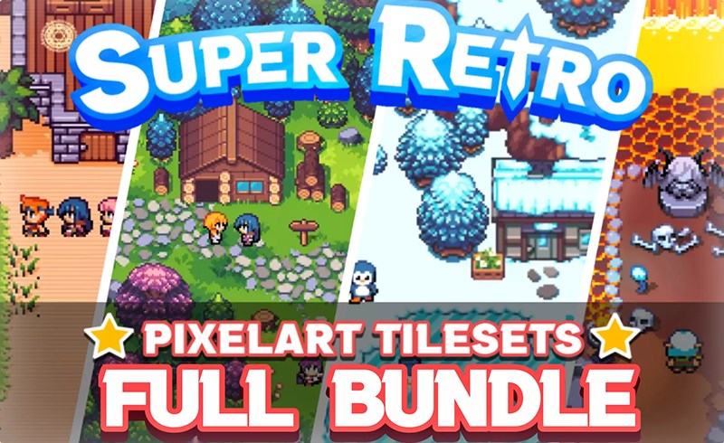 Unity – 2D复古自上而下的资产 2D RPG topdown tilesets – pixelart assets FULL BUNDLE