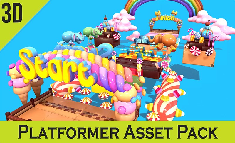 Unity资产 – 糖果游戏资产包 Platformer Asset Pack – Candy