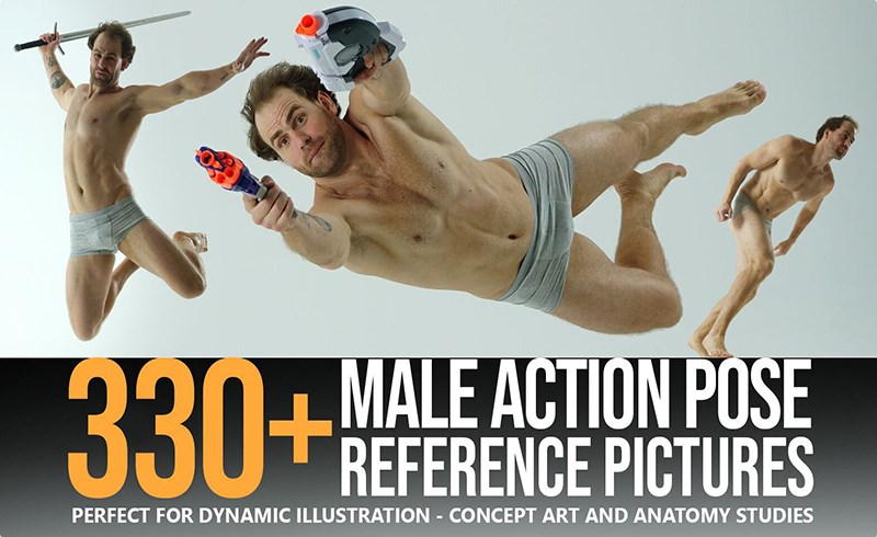 330 张角色跳跃射箭坠落动态姿势参考图 330+ Male Action Pose Reference Pictures