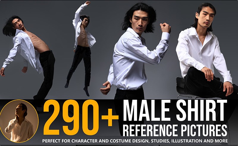 290 张男式衬衫服装褶皱参考图片 290+ Male Shirt Reference Pictures