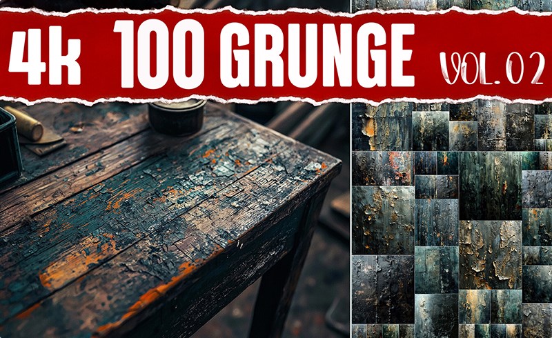 100 张墙面脱皮裂痕污迹素材 100 4K PNG Grunges VOL.02 |4K PNG Imperfections