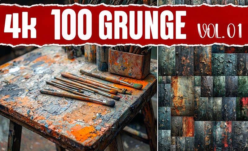 100 张墙面脱皮裂痕污迹素材 100 4K PNG Grunges VOL.01 |4K PNG Imperfections