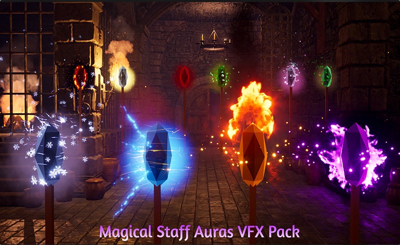 【UE5】魔法视觉特效包 Magical Staff Auras VFX Pack