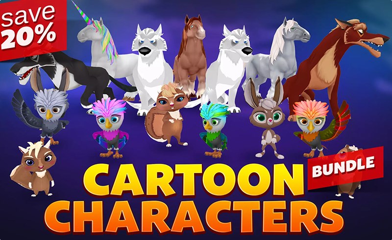 Unity动画 – 卡通动物动画包 Cartoon animals animated bundle