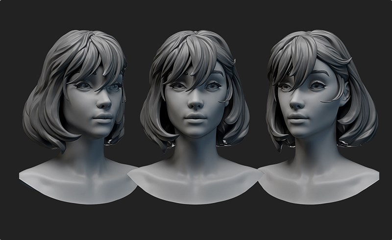 模型资产 – 女孩头部模型 girl head base mesh