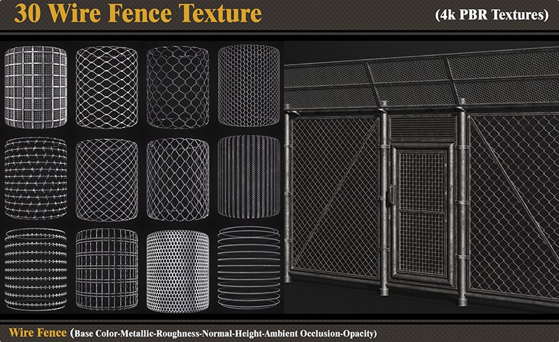 30 种铁丝网纹理 30 Wire Fence Texture