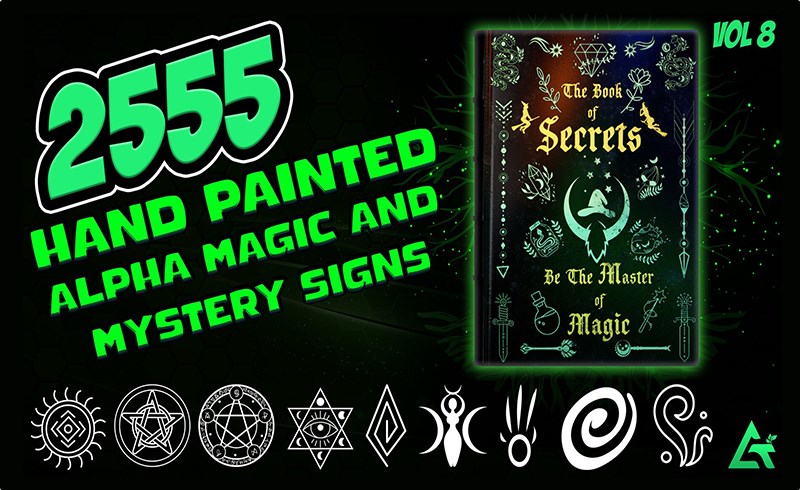 2555 张手绘魔法神圣符号和元素资产包 Hand Painted Alpha Magic, Mystery & Sacred Signs and Elements (MEGA Pack) – Vol 8