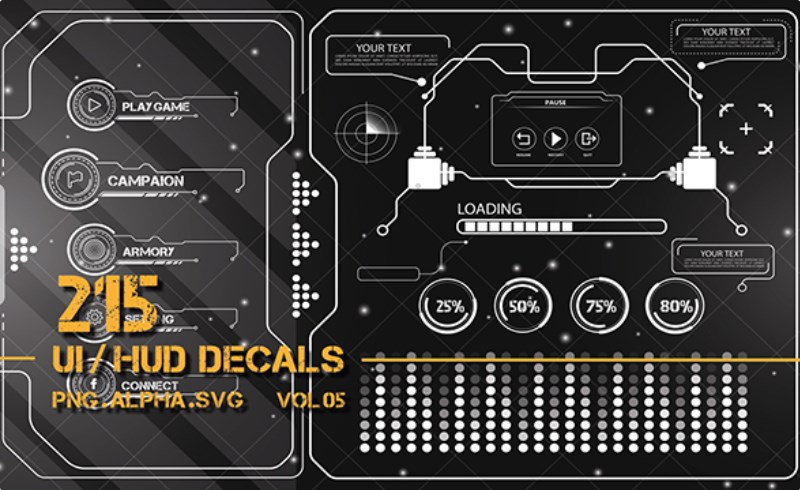 215 张科幻图形贴花 215 + ui / hud scifi graphic decals / vol 05