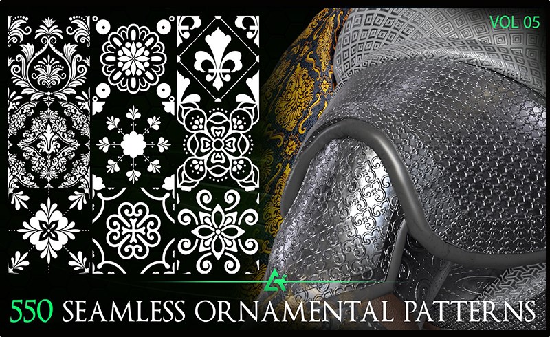 550 张可平铺装饰图案 550 Tileable Ornamental Patterns (MEGA Pack) – Vol 5