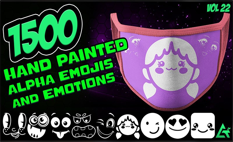 1500 张手绘涂鸦表情符号设计包1500 Hand Painted Alpha Emojis and Emotions for Graffiti & Design (MEGA Pack) – Vol 22