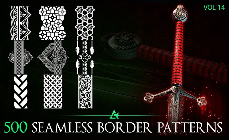 500 张无缝边框图案 500 Alpha Seamless Border Patterns (MEGA Pack) – Vol 14