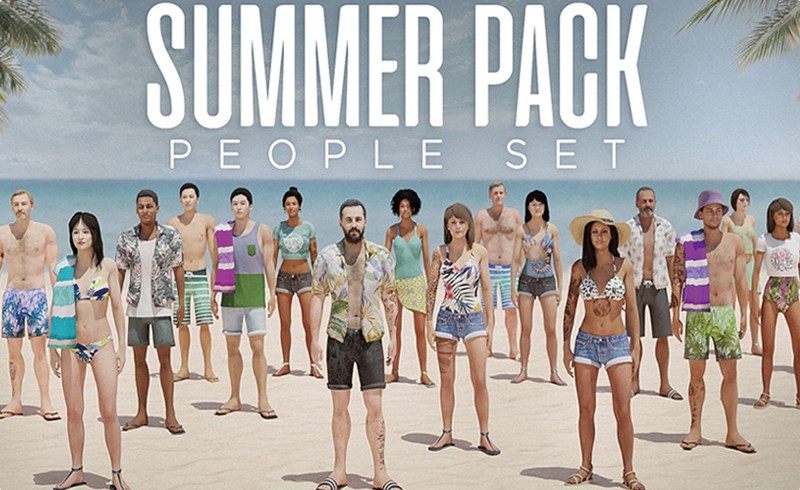 Blender插件 – 夏日海滩人物角色包 Summer Pack – People Set