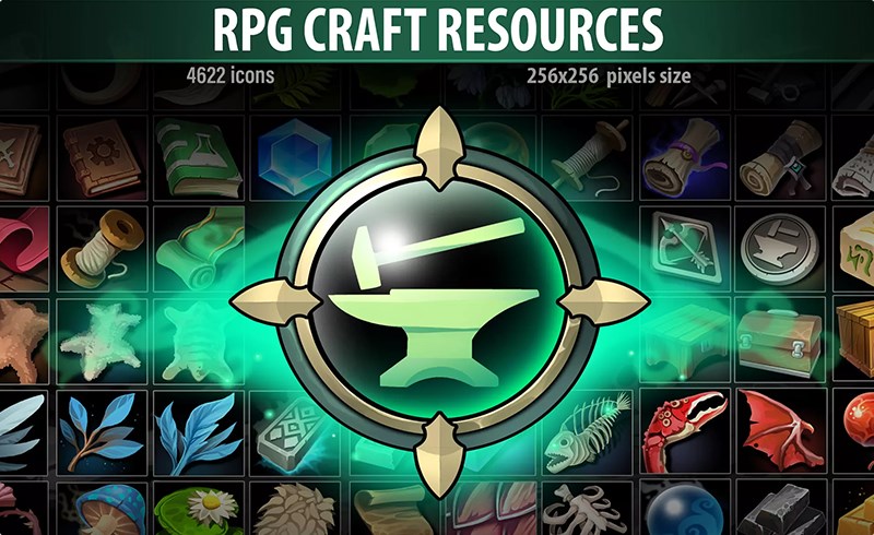 Unity资产 – 游戏图标资产包 RPG Craft Resources