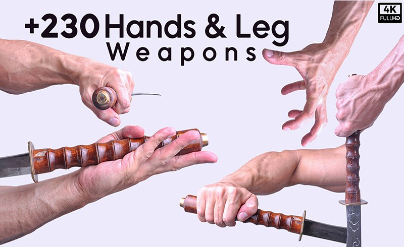 230 张手部和腿部武器参考图片 230 Hands & Leg Weapons References Pictures – Vol 01