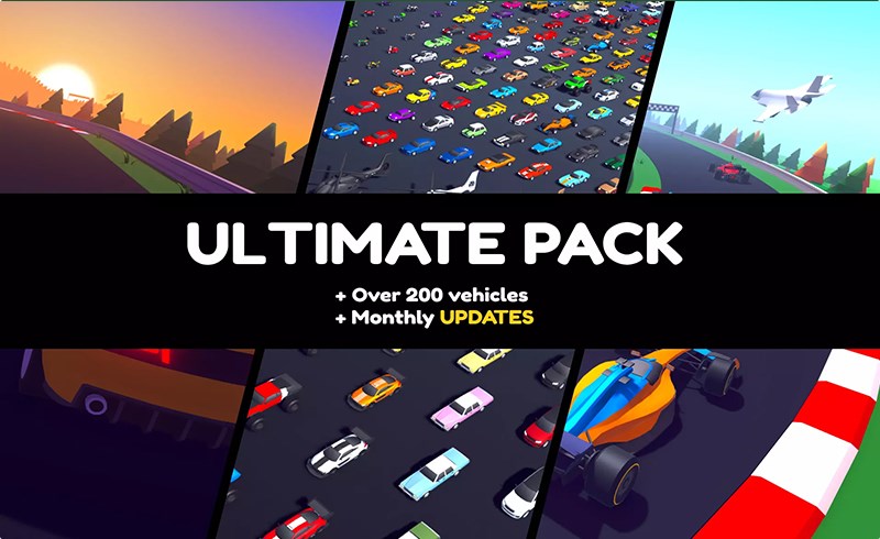 Unity资产 – 风格化街机车辆包 ARCADE: Ultimate Vehicles Pack – Low Poly Cars