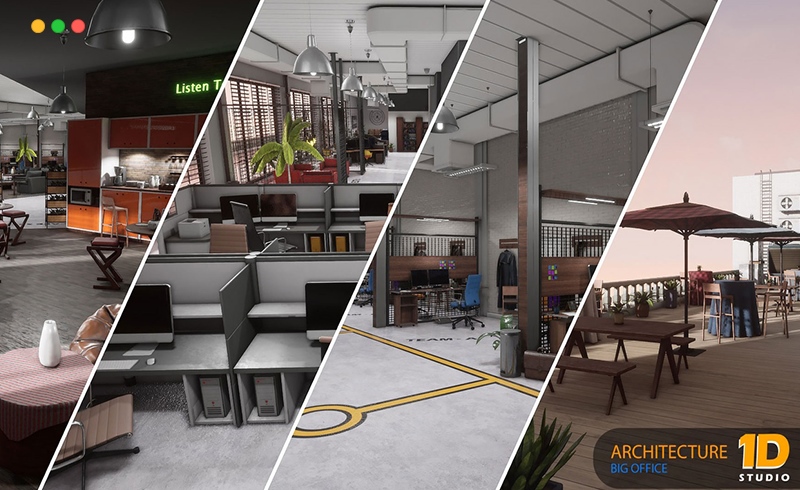 【UE4/5】大办公室环境资产 Big Office