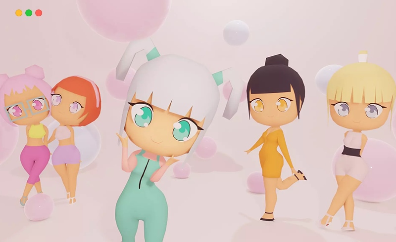 Unity角色 – 程序化卡通角色 Chibi Girls | Stylized, Anime, Female Character