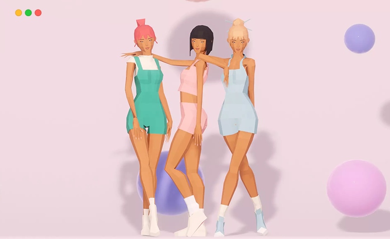 Unity角色 – 程序化卡通角色 MAI | Low-Poly, Stylized, Female Character