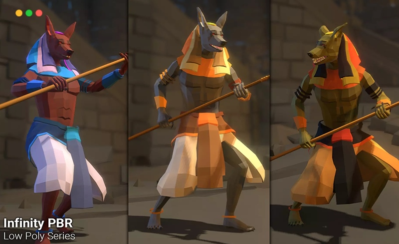 Unity角色 – 风格化奇幻角色阿努比斯 Low Poly Character – Anubis – Fantasy RPG