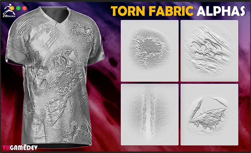 撕裂织物纹理贴图 ZBrush Torn Fabric Alphas vol.2
