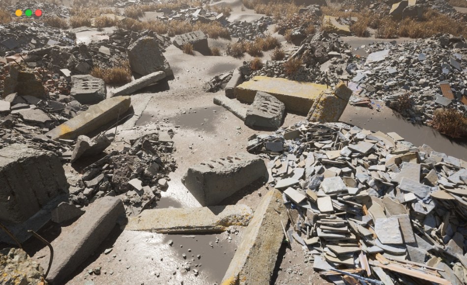 【UE5】扫描碎石沥青资产包 Highpoly rubble – Photogrammetry based props and materials