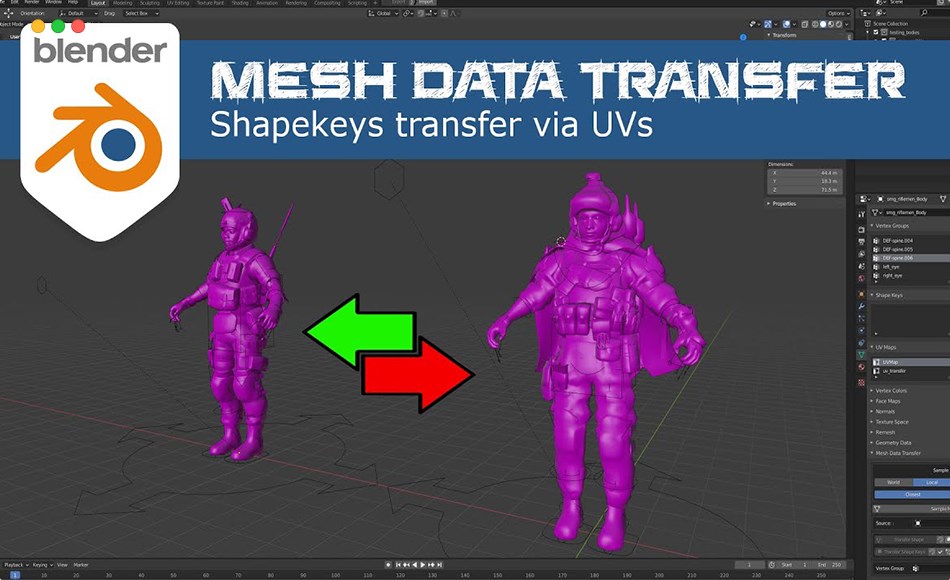 Blender插件 – 模型数据传递插件 Mesh Data Transfer