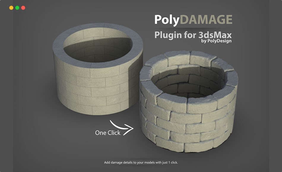 3DMax插件 – 自动破碎插件 PolyDamage for 3dsMax 3D model