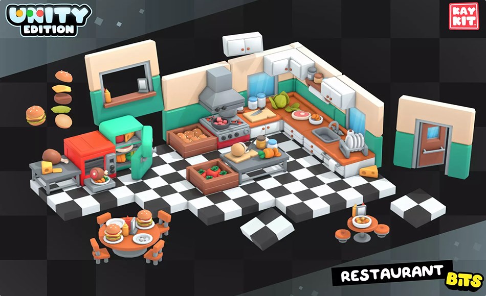 Unity场景 – 风格化美食餐厅 KayKit – Restaurant Bits (for Unity) Unity场景 – 风格化美食餐厅 KayKit – Restaurant Bits (for Unity)
