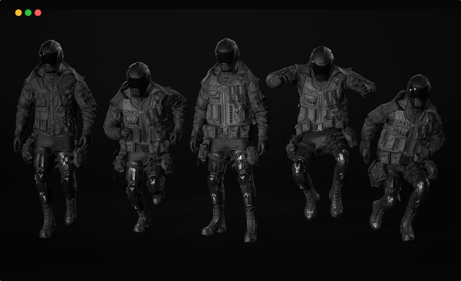 【UE5】模块化角色装备 Man – Military Outfit 5 – Modular – Rigged – Animated