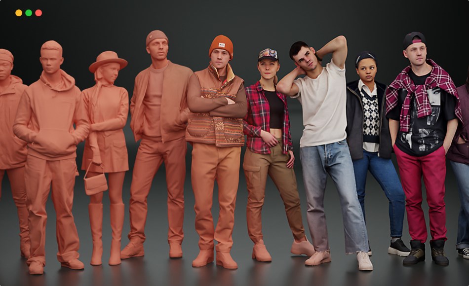 Blender插件 – 高精度扫描人物资产库 Kanistra People Asset Library