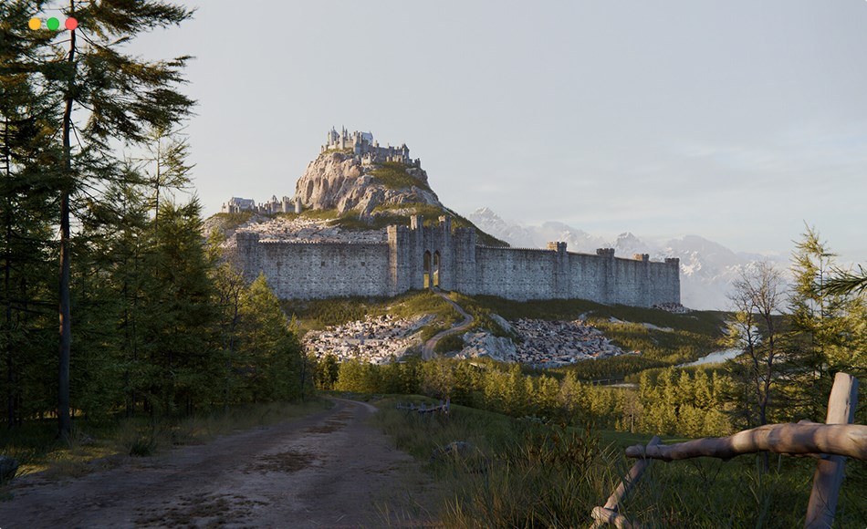 模型资产 – 中世纪城镇场景 “Dragon City” Project file (.blend) (With Animation)