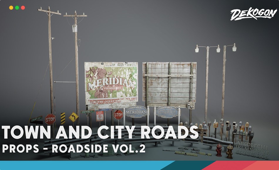 【UE5】城镇公路道具 Roadside VOL.2 – Town and City (Nanite and Low Poly Versions)