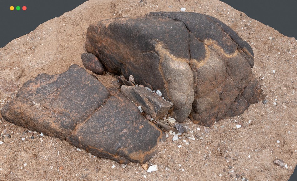 高精度扫描模型海滩岩石 Photoscan_Beach Rock_0012_only HighPoly Mesh (16K Texture)