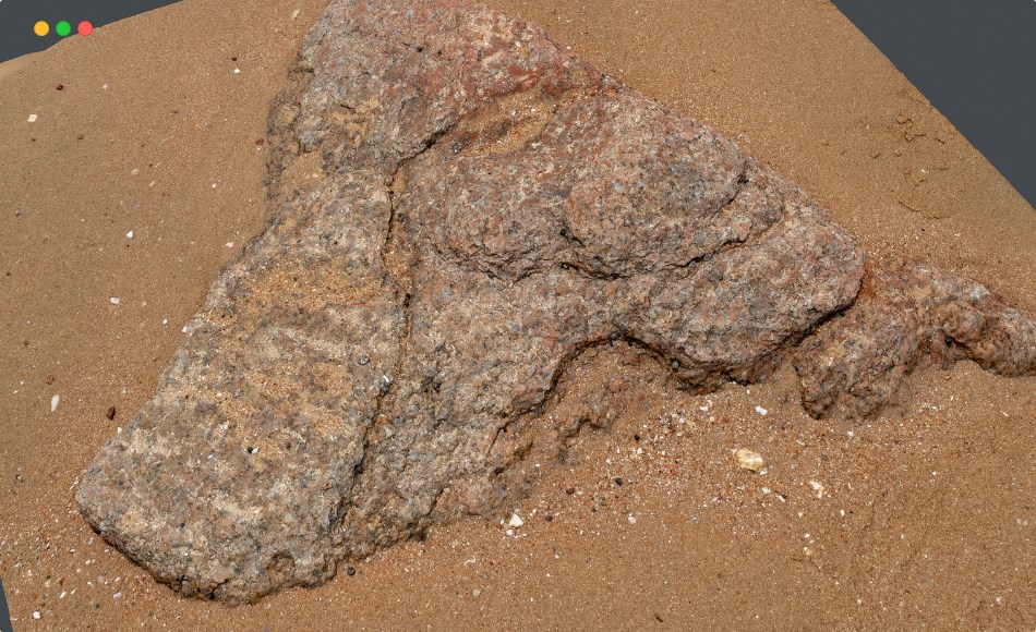 高精度扫描模型海滩岩石 Photoscan_Beach Rock_0010_only HighPoly Mesh (16K Texture)