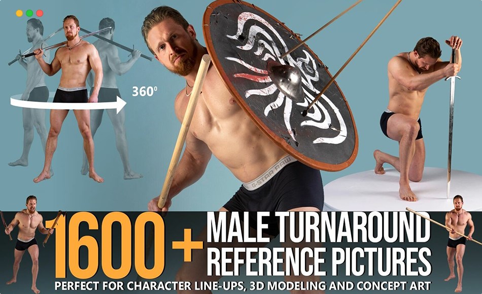 1600 张男性战士动态姿势概念设计参考图片 1600+ Male Turnaround Reference Pictures