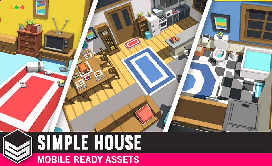Unity资产 –  风格化卡通房屋内饰 Simple House Interiors – Cartoon assets