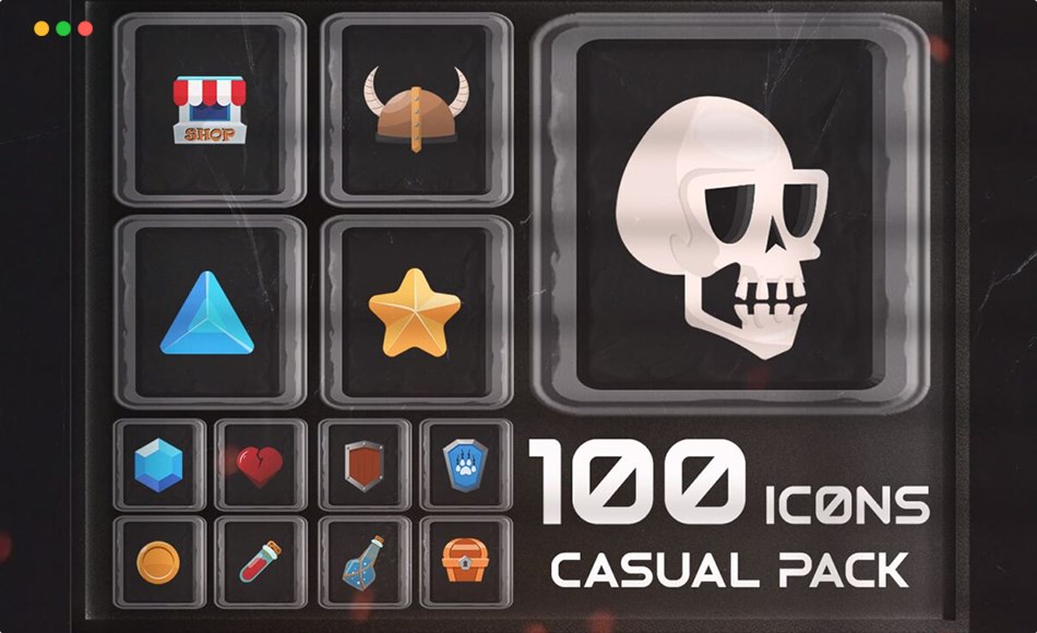 Unity – 100个休闲游戏图标资产 100 Casual Icons Pack