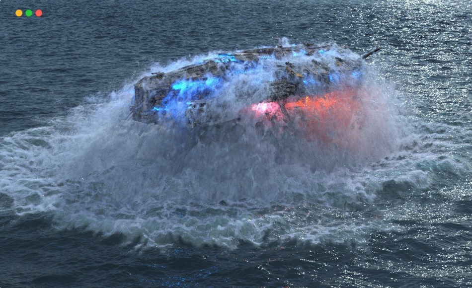 【中文字幕】宇宙飞船从水下升起-场景文件 Houdini Ocean – Spaceship Rise from Underwater – Scene File